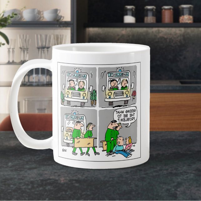 Ambulance Driver or Paramedic Large Coffee Mug (Large Mugs with Paramedics Cartoon)