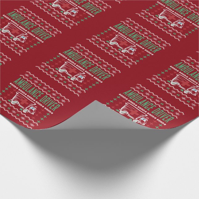 Ambulance Driver Ugly Christmas Sweater Wrapping Paper (Corner)