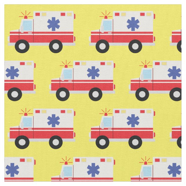Ambulance EMT Emergency Vehicles Fabric (Close Up)