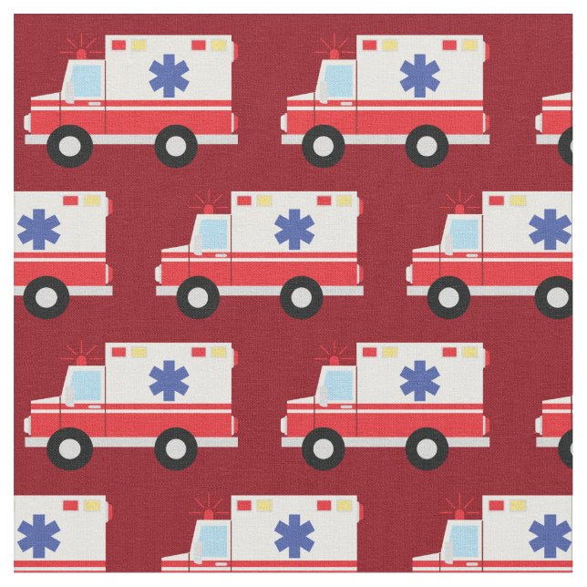Ambulance EMT Emergency Vehicles Fabric (Close Up)