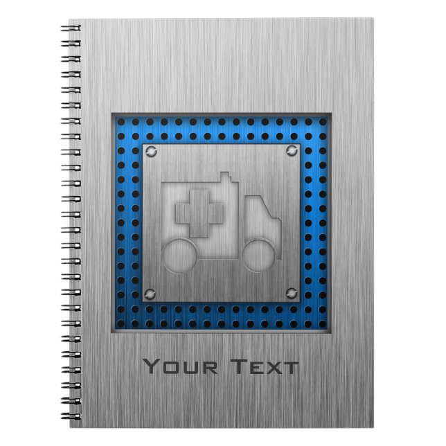 Ambulance; Metal-look Notebook (Front)