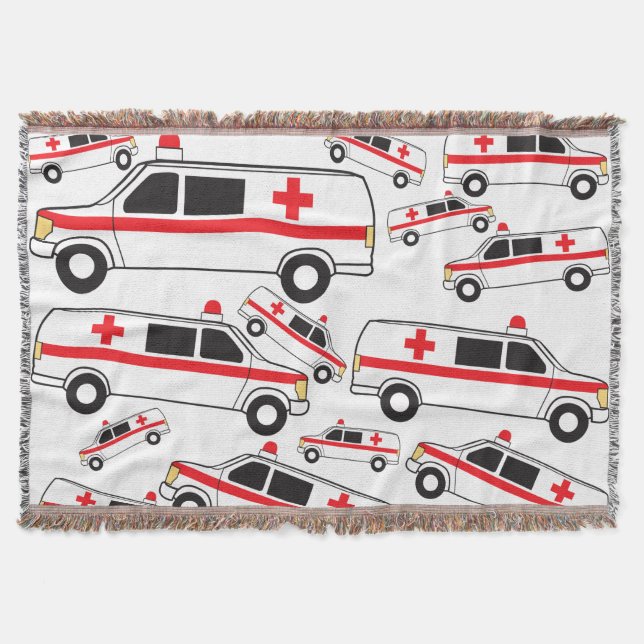 Ambulance Pattern Throw Blanket (Front)