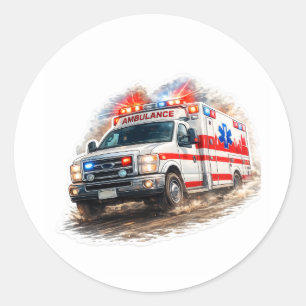 Ambulance Rescue Hero Classic Round Sticker