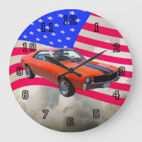 AMC Javlin Classic Car With American Flag
