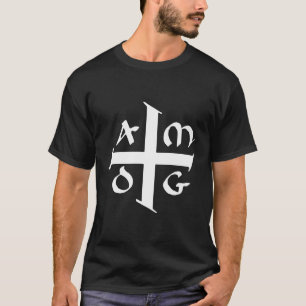 Amdg Ad Majorem Dei Gloriam Small Jesuit Cross T-Shirt
