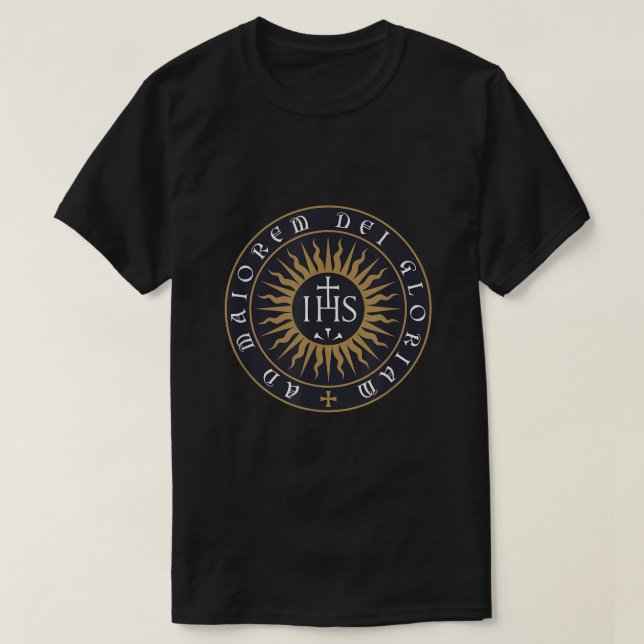 AMDG Ignatius of Loyola Society of Jesus Catholic T-Shirt (Design Front)