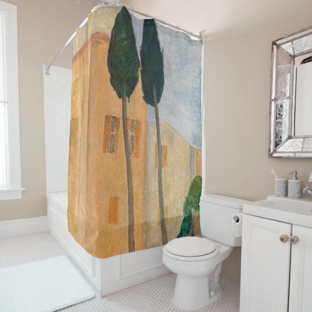 Amedeo Modigliani - Cypresses and Houses at Cagnes Shower Curtain (In Situ)