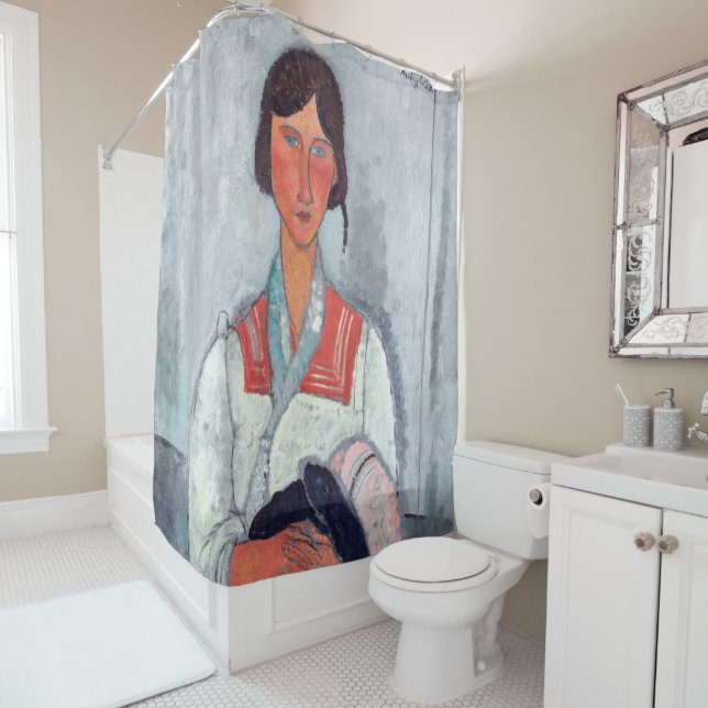 Amedeo Modigliani - Gypsy Woman with Baby Shower Curtain (In Situ)