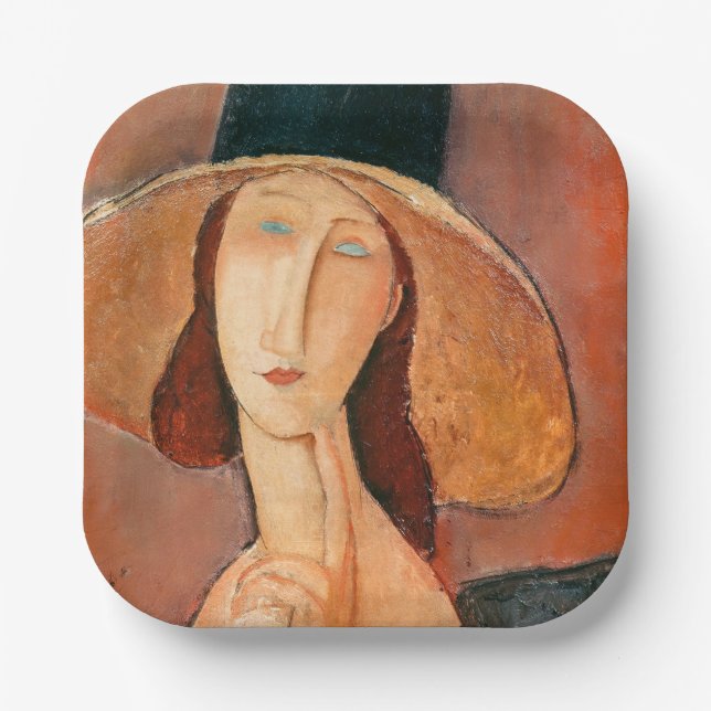 Amedeo Modigliani - Jeanne Hebuterne in Large Hat Paper Plate (Front)