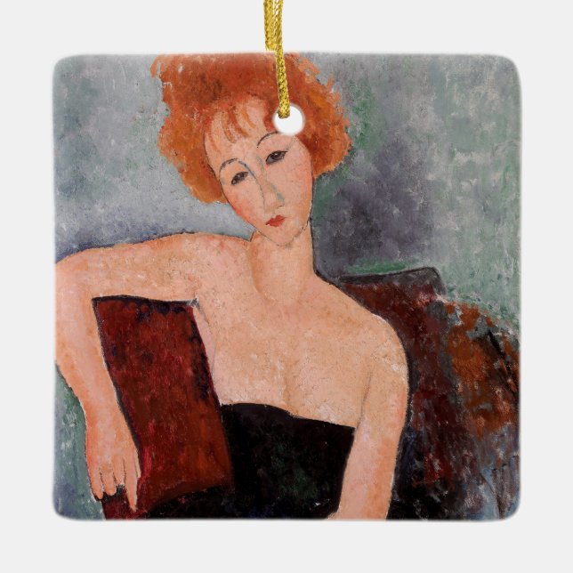 Amedeo Modigliani - Redheaded Girl Evening Dress Ceramic Ornament (Front)