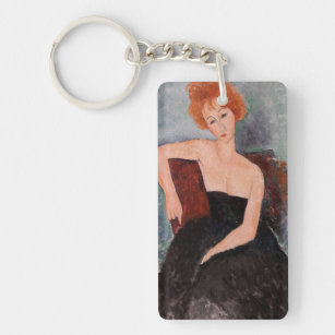 Amedeo Modigliani - Redheaded Girl Evening Dress Key Ring