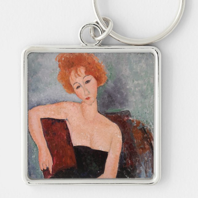 Amedeo Modigliani - Redheaded Girl Evening Dress Key Ring (Front)