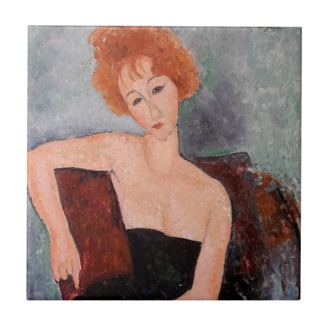 Amedeo Modigliani - Redheaded Girl Evening Dress Tile (Front)