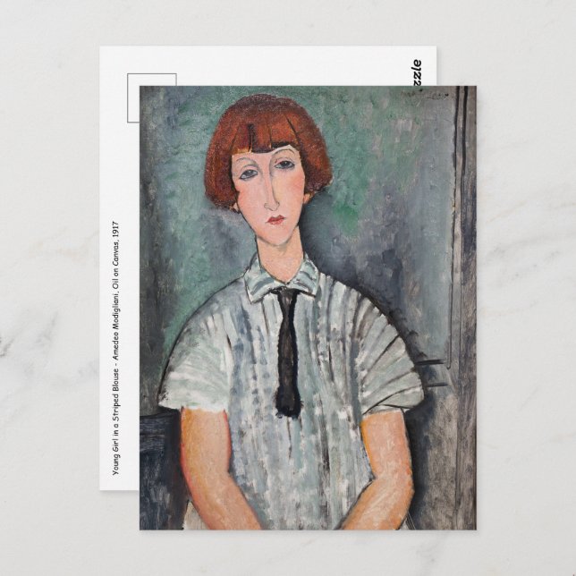Amedeo Modigliani - Young Girl in a Striped Blouse Postcard (Front/Back)