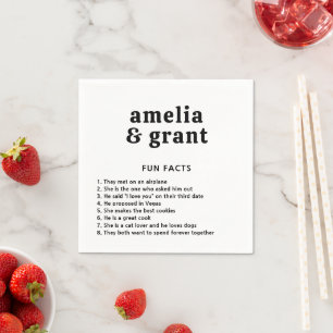 Amelia Black White Modern Wedding Napkin