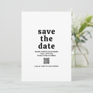 Amelia Black White Modern Wedding Save The Date