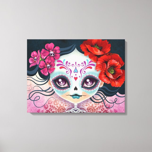 Amelia Calavera Sugar Skull Wrapped Canvas (Front)