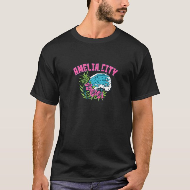 Amelia City Florida Summer Fl Tropical 1 T-Shirt (Front)