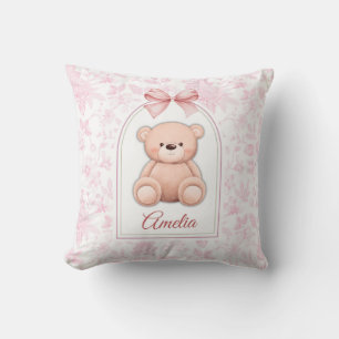Amelia Custom Pink Teddy Bear Nursery Design Cushion