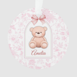 Amelia   Custom Pink Teddy Bear Nursery Design  Ornament
