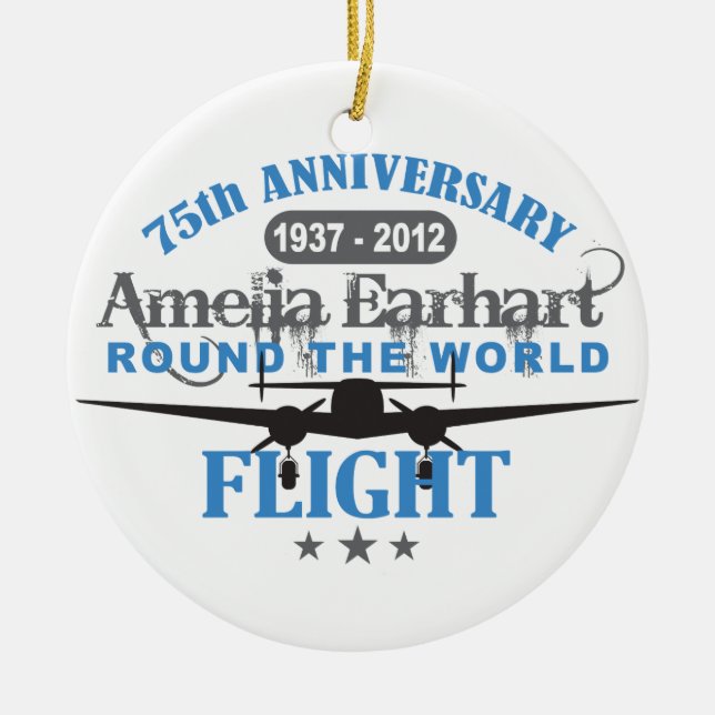 Amelia Earhart 75 Year Anniversary Ceramic Tree Decoration (Front)