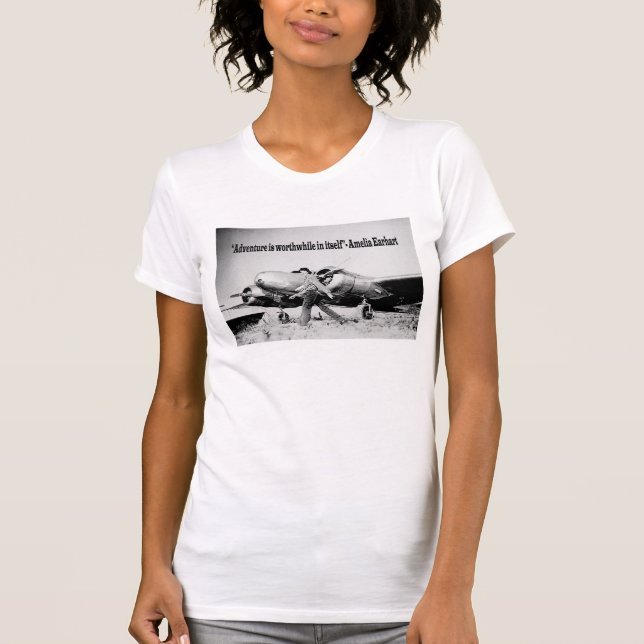Amelia Earhart Ladies Adventure Quote T-shirt (Front)