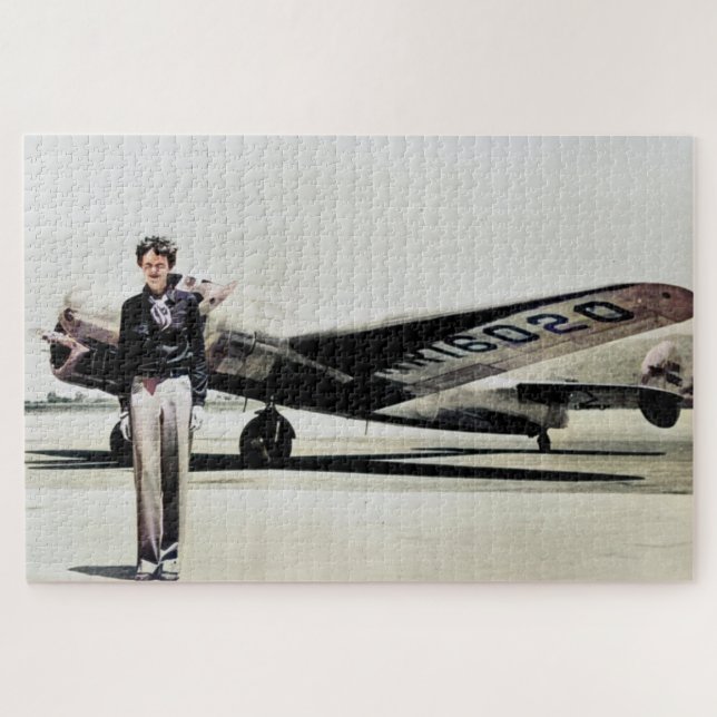 Amelia Earhart Lockheed Electra C 1937 Colourized  Jigsaw Puzzle (Horizontal)