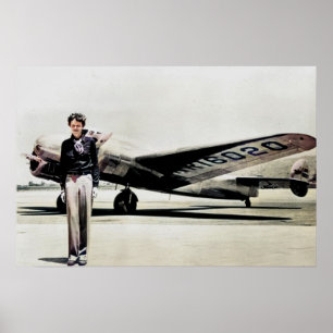 Amelia Earhart Lockheed Electra C 1937 Colourized  Poster