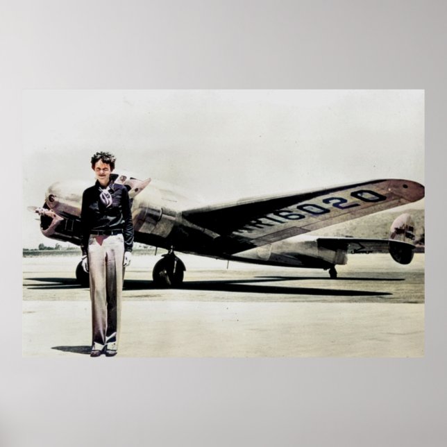Amelia Earhart Lockheed Electra C 1937 Colourized Poster (Front)