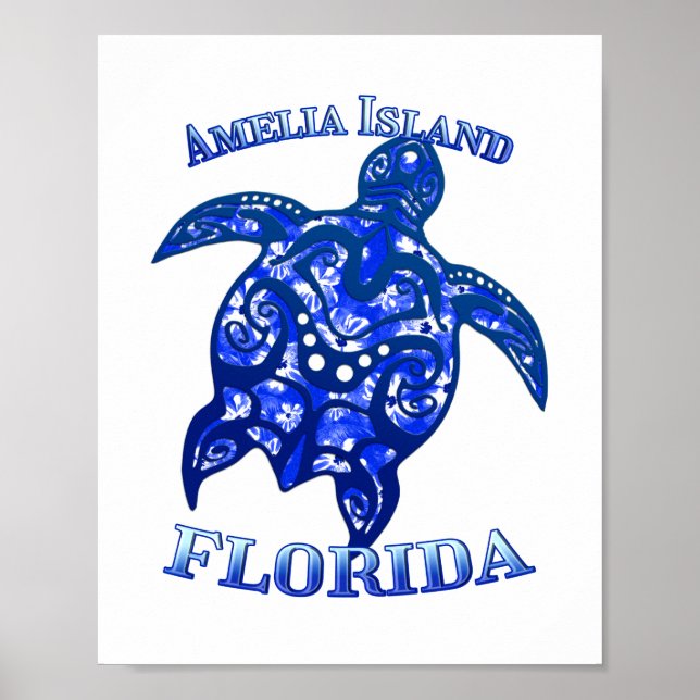 Amelia Florida Vacation Tribal Turtle Poster (Front)