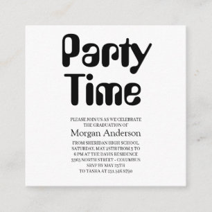 Amelia Font Black White Elegant Grad Party Card