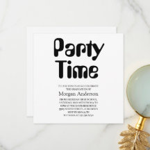 Amelia Font Black White Elegant Grad Party Card