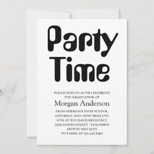 Amelia Font Black White Elegant Grad Party Card
