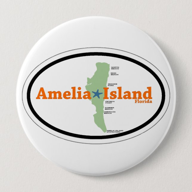 Amelia Island. 10 Cm Round Badge (Front)