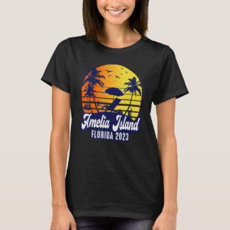 Amelia Island 2023 Florida Sunset Beach Retro T-Shirt