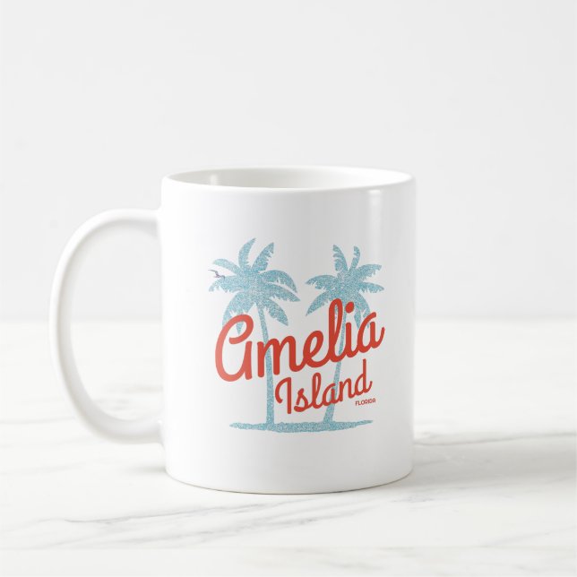 Amelia Island Florida Beach Coral Surf Souvenir Coffee Mug (Left)