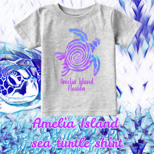 Amelia Island Florida Colour Blast Sea Turtle Baby T-Shirt