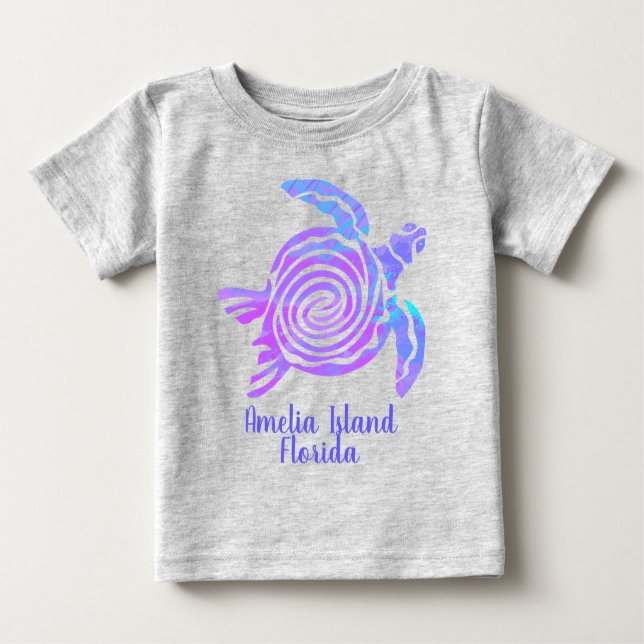Amelia Island Florida Colour Blast Sea Turtle Baby T-Shirt (Front)