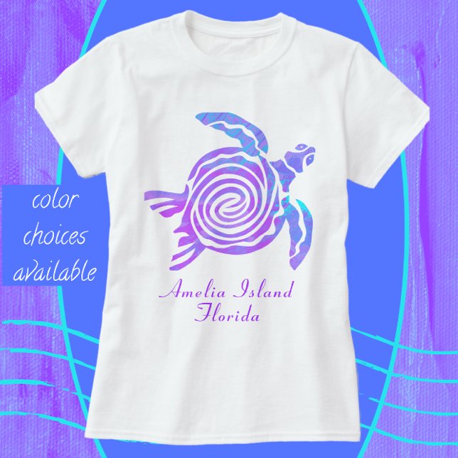 Amelia Island Florida Colourful Sea Turtle T-Shirt (Creator Uploaded)