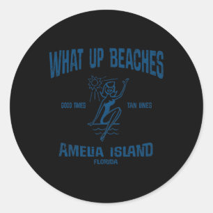 Amelia Island Florida Funny Vintage Beaches Tee Classic Round Sticker