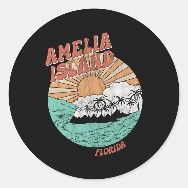 Amelia Island Florida Palm Trees Fl Classic Round Sticker (Front)