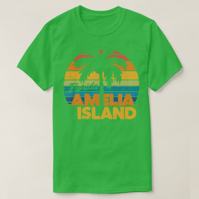 Amelia Island Florida Retro Sunset TShirt 4 (Design Front)