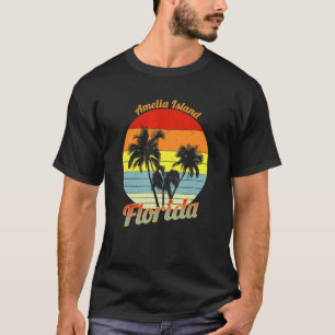 Amelia Island Florida Retro Tropical Palm Trees Va T-Shirt