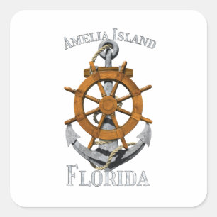 Amelia Island Florida Vacation Nautical Anchor Hel Square Sticker