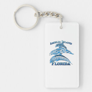 Amelia Island Florida Vacation Tribal Dolphins Key Ring