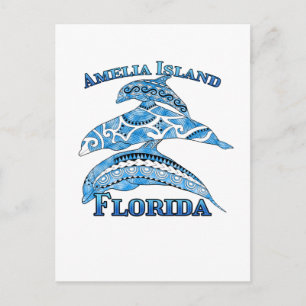 Amelia Island Florida Vacation Tribal Dolphins Postcard