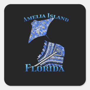 Amelia Island Florida Vacation Tribal Stingray Square Sticker