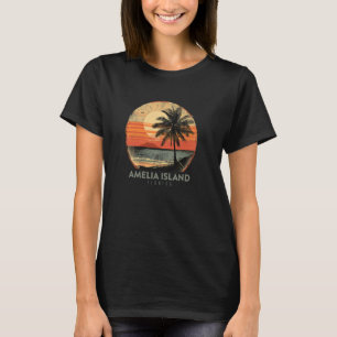 Amelia Island Florida Vintage Beach Vacation Palm T-Shirt