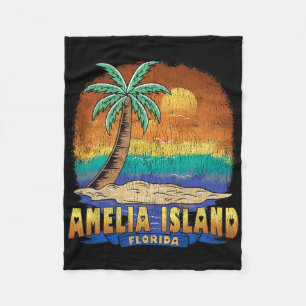Amelia Island Florida Vintage Distressed Souvenir Fleece Blanket