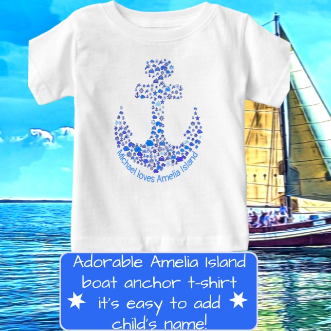 Amelia Island Sea Creatures Anchor Baby T-Shirt (Creator Uploaded)